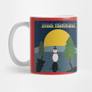 Snow Man on Chrismast Night Mug